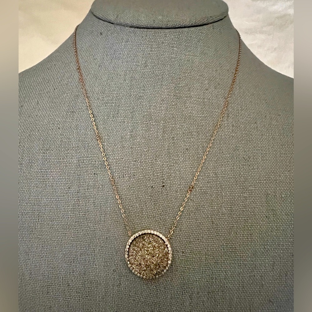 Italy .925 Rose 10K Gold over .925 Sterling Silver Druzy Necklace